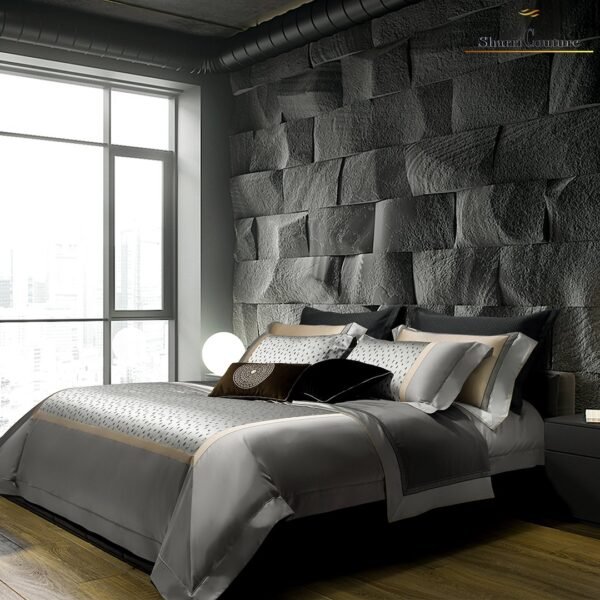 S. C. - 1030 - Metallic Light Silver With a Middle Floral Texture - Combination of Cotton and Silk - Image 4