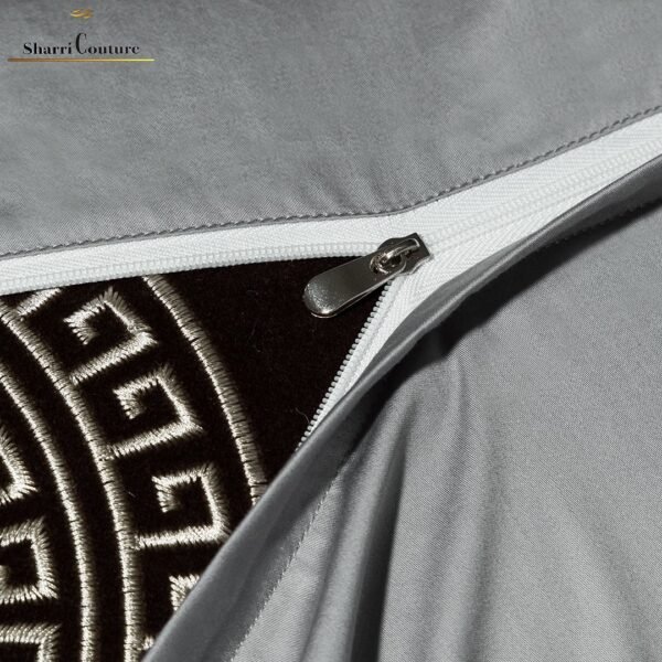 S. C. - 1030 - Metallic Light Silver With a Middle Floral Texture - Combination of Cotton and Silk - Image 7