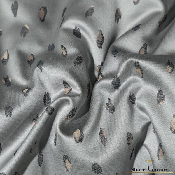 S. C. - 1030 - Metallic Light Silver With a Middle Floral Texture - Combination of Cotton and Silk - Image 8