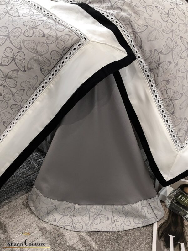 S. C. - 1036 - Light Grey Floral Pattern With Black And White Frame Color - 40% Jacquard Cotton + 60% Lyocell - Image 5
