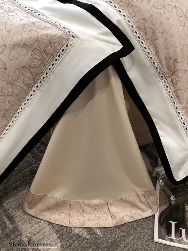 S. C. - 1036 - Light Beige Floral Pattern With Black And White Frame Color - 40% Jacquard Cotton + 60% Lyocell - Image 6