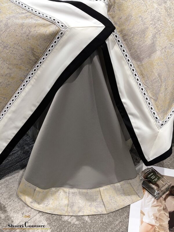 S. C. - 1038 - Light Yellowish Grey Abstract Pattern, With Black And White Frame Color - 40% Jacquard Cotton + 60% Lyocell - Image 5