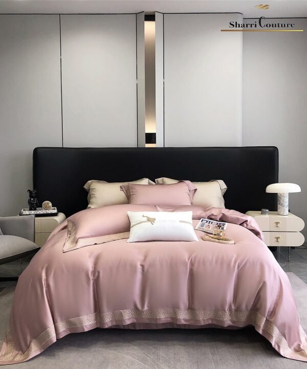 S. C. 1039 Light Pink with Embroidery Frame - 60% Jacquard Cotton and 40% Lyocell
