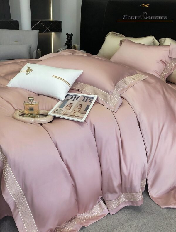 S. C. 1039 Light Pink with Embroidery Frame - 60% Jacquard Cotton and 40% Lyocell - Image 2
