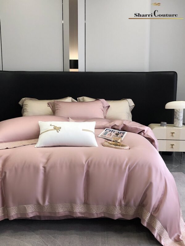 S. C. 1039 Light Pink with Embroidery Frame - 60% Jacquard Cotton and 40% Lyocell - Image 3