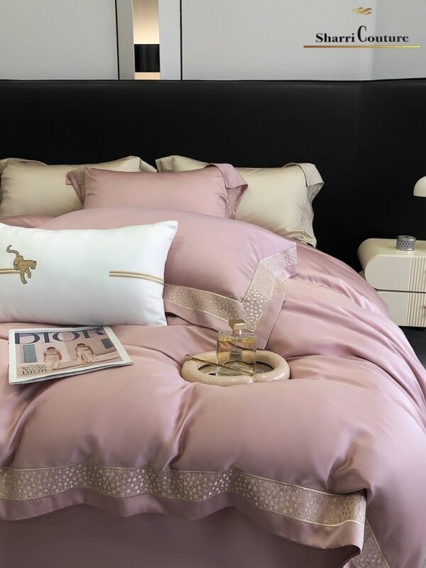 S. C. 1039 Light Pink with Embroidery Frame - 60% Jacquard Cotton and 40% Lyocell - Image 4