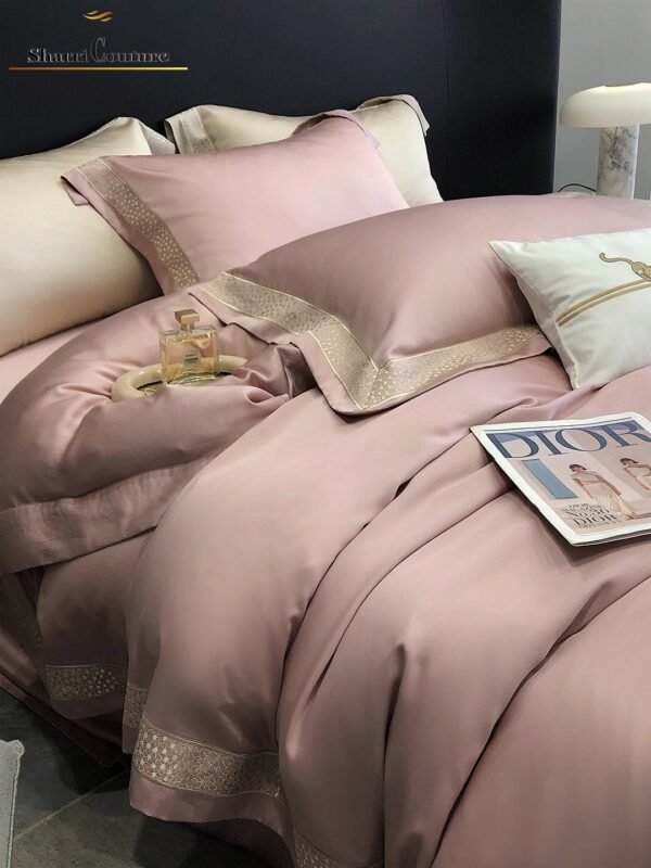 S. C. 1039 Light Pink with Embroidery Frame - 60% Jacquard Cotton and 40% Lyocell - Image 6