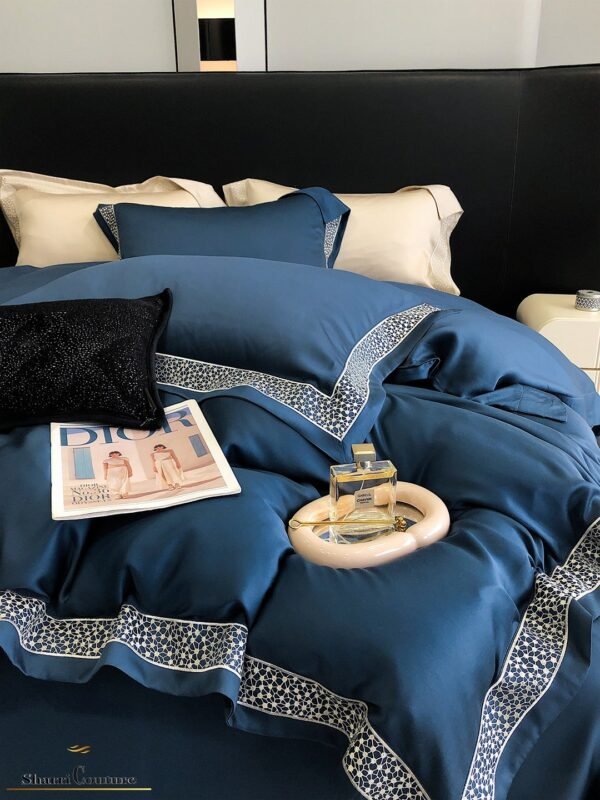 S. C. - 1039 - Navy Blue Color With Embroidery - 60% Jacquard Cotton and 40% Lyocell - Image 4