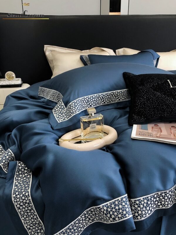 S. C. - 1039 - Navy Blue Color With Embroidery - 60% Jacquard Cotton and 40% Lyocell - Image 6