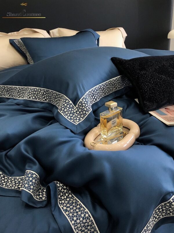 S. C. - 1039 - Navy Blue Color With Embroidery - 60% Jacquard Cotton and 40% Lyocell - Image 7