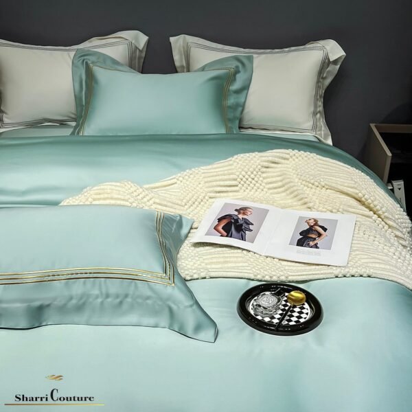 S. C. - 1041 - Light Turquoise Color, With Embroidery Frames Lines - 100% Supima Cotton - Image 2
