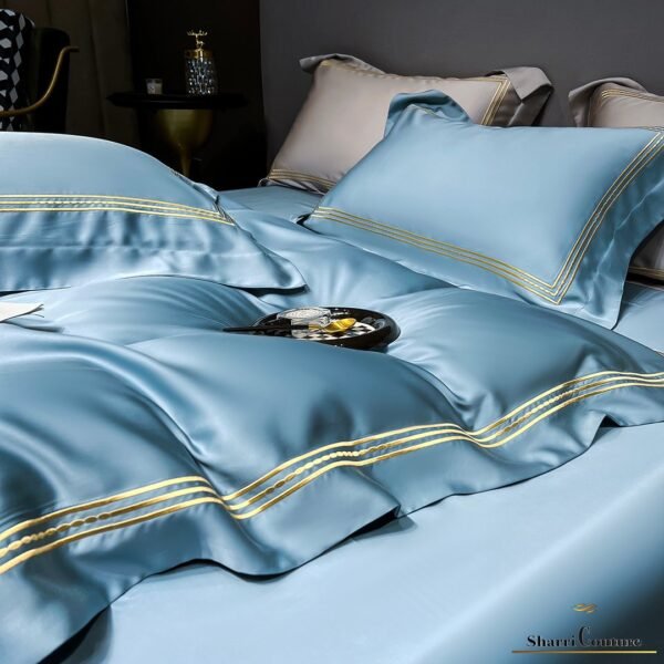 S. C. - 1041 - Ocean Blue Color With Embroidery 3 Frames Lines - 100% Supima Cotton - Image 2