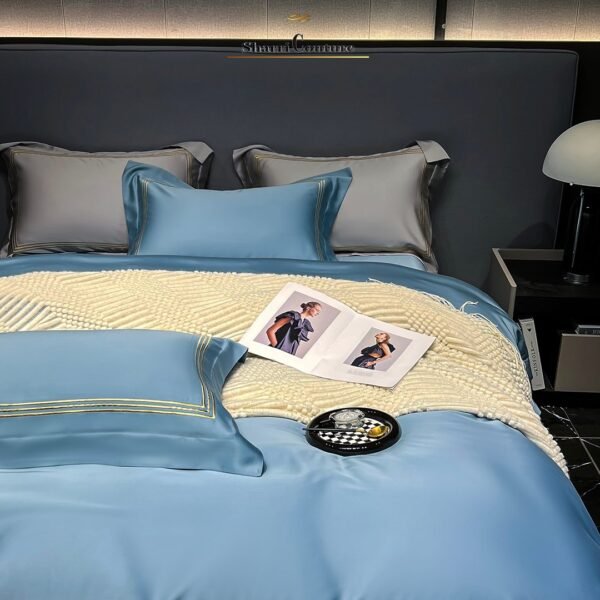 S. C. - 1041 - Ocean Blue Color With Embroidery 3 Frames Lines - 100% Supima Cotton - Image 3
