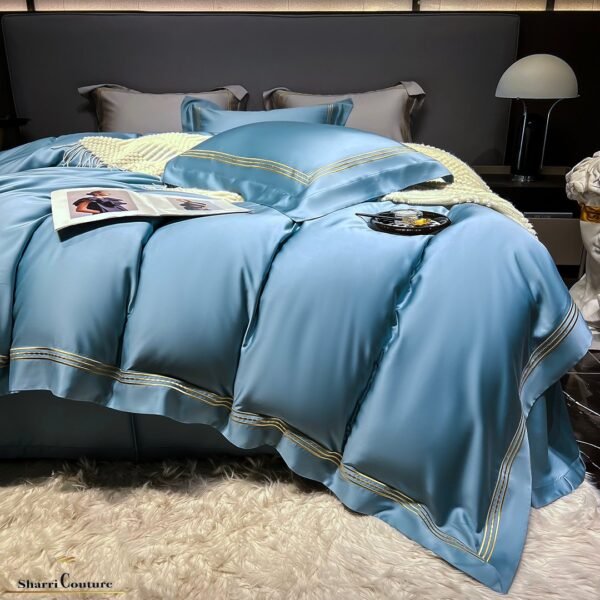 S. C. - 1041 - Ocean Blue Color With Embroidery 3 Frames Lines - 100% Supima Cotton - Image 5