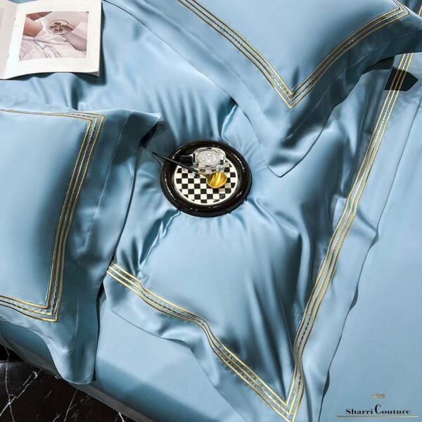 S. C. - 1041 - Ocean Blue Color With Embroidery 3 Frames Lines - 100% Supima Cotton - Image 8