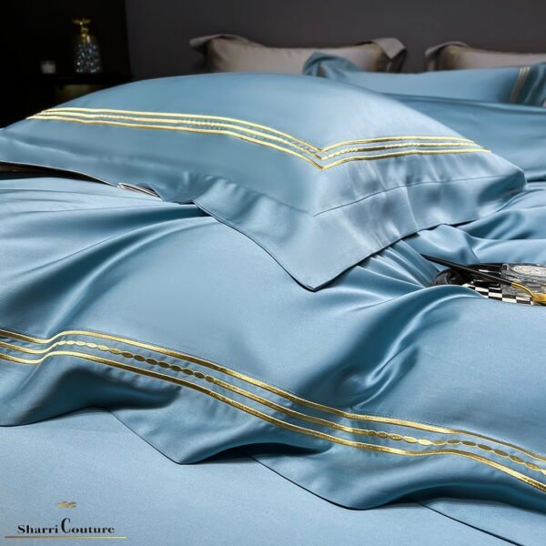 S. C. - 1041 - Ocean Blue Color With Embroidery 3 Frames Lines - 100% Supima Cotton - Image 9