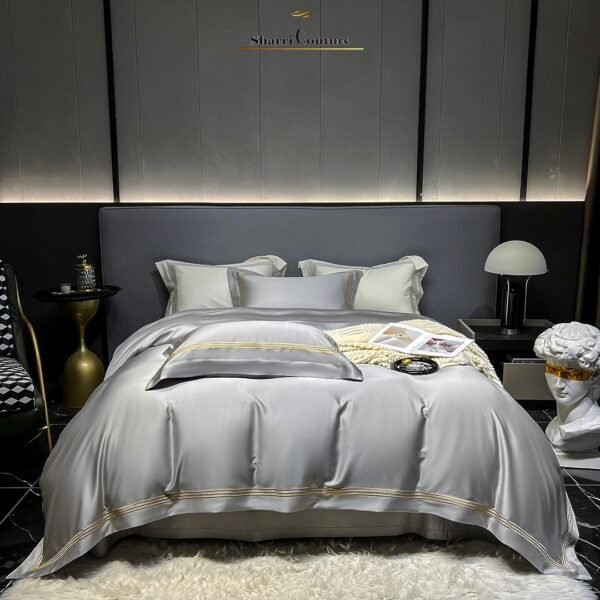 S. C. - 1041 - Light Grey Color with 3 Embroidery Frames Lines - 100% Supima Cotton