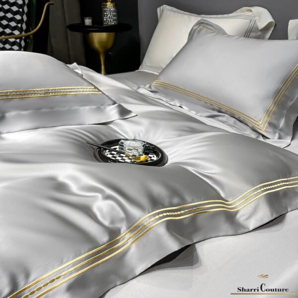 S. C. - 1041 - Light Grey Color with 3 Embroidery Frames Lines - 100% Supima Cotton - Image 4