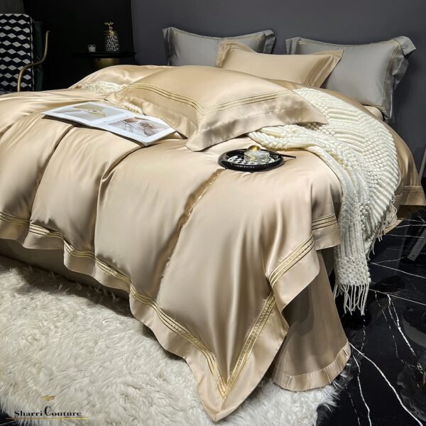 S. C. - 1041 - Light Golden Color With 3 Embroidery Frames Lines - 100% Supima Cotton - Image 2