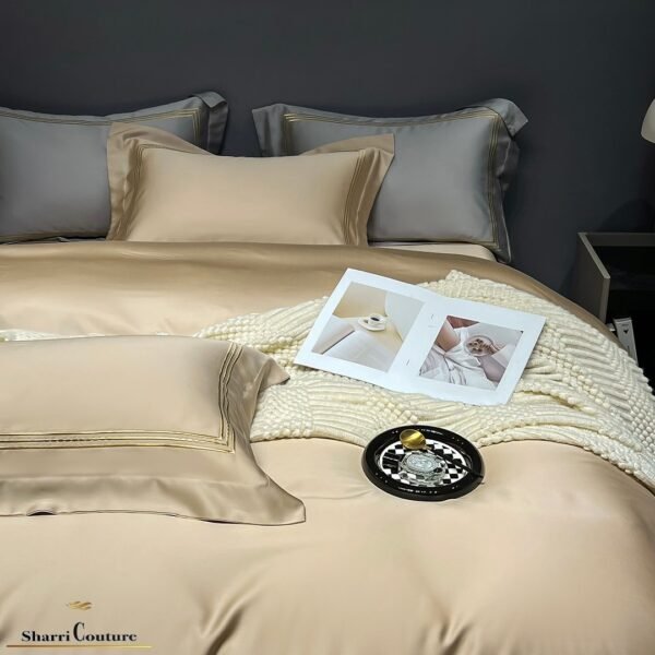 S. C. - 1041 - Light Golden Color With 3 Embroidery Frames Lines - 100% Supima Cotton - Image 10