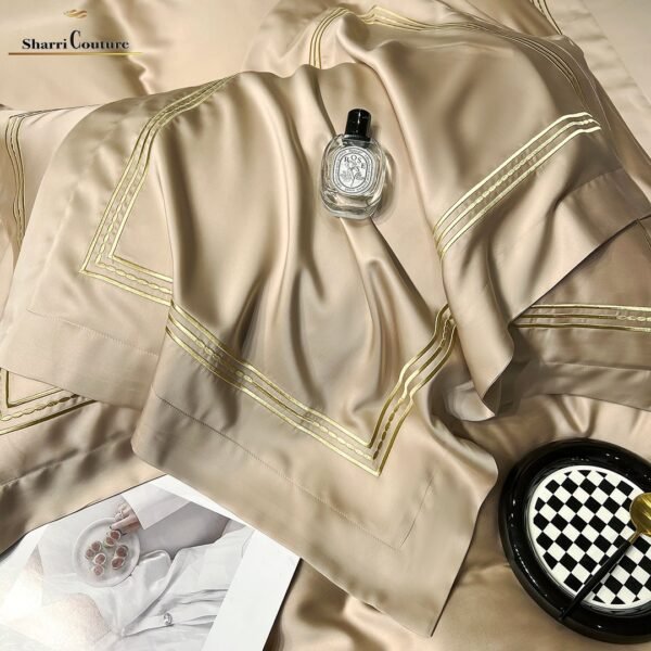 S. C. - 1041 - Light Golden Color With 3 Embroidery Frames Lines - 100% Supima Cotton - Image 5
