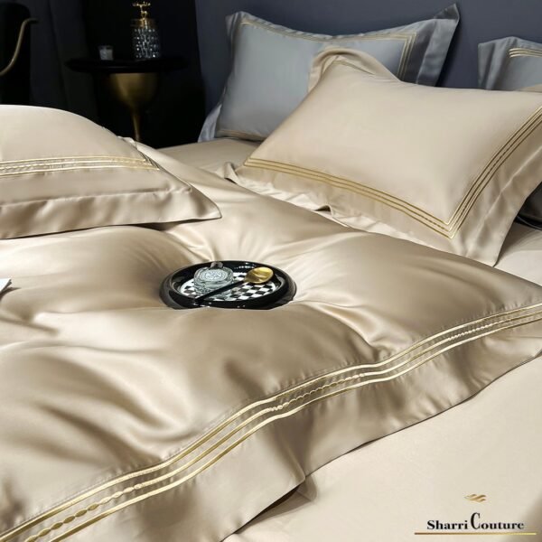 S. C. - 1041 - Light Golden Color With 3 Embroidery Frames Lines - 100% Supima Cotton - Image 7
