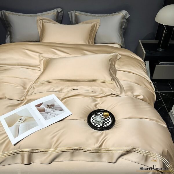 S. C. - 1041 - Light Golden Color With 3 Embroidery Frames Lines - 100% Supima Cotton - Image 9