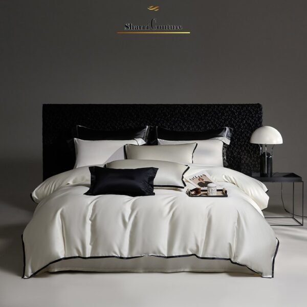 S. C. 1046 - White +  Black Satin Frame - 100% Australian Cotton