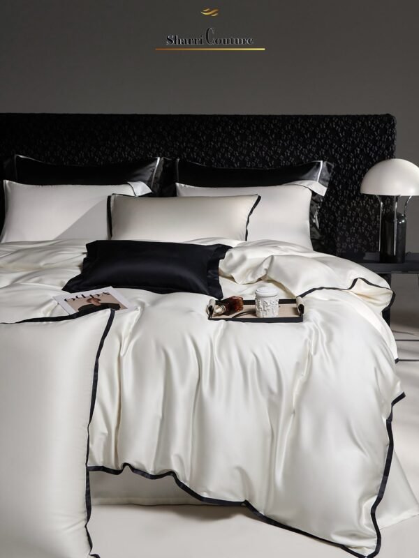 S. C. 1046 - White +  Black Satin Frame - 100% Australian Cotton - Image 2