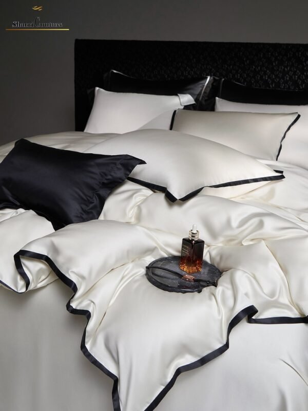 S. C. 1046 - White +  Black Satin Frame - 100% Australian Cotton - Image 3
