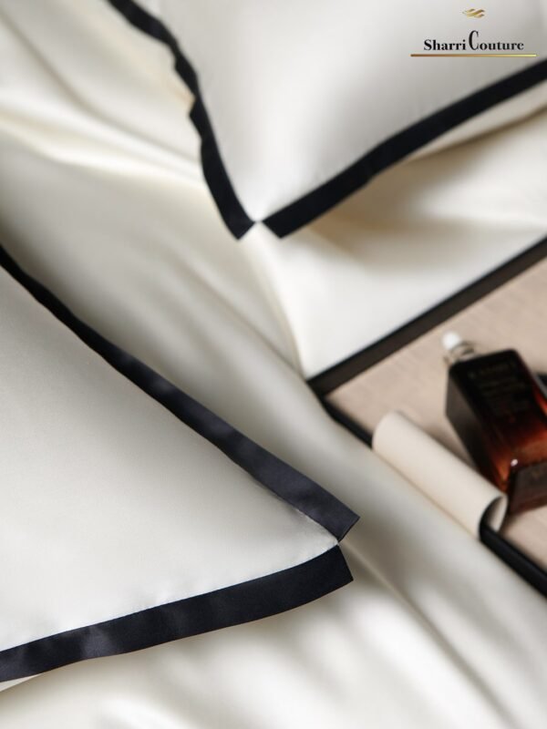 S. C. 1046 - White +  Black Satin Frame - 100% Australian Cotton - Image 4