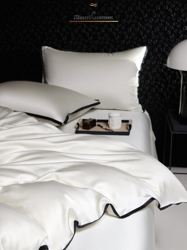 S. C. 1046 - White +  Black Satin Frame - 100% Australian Cotton - Image 5
