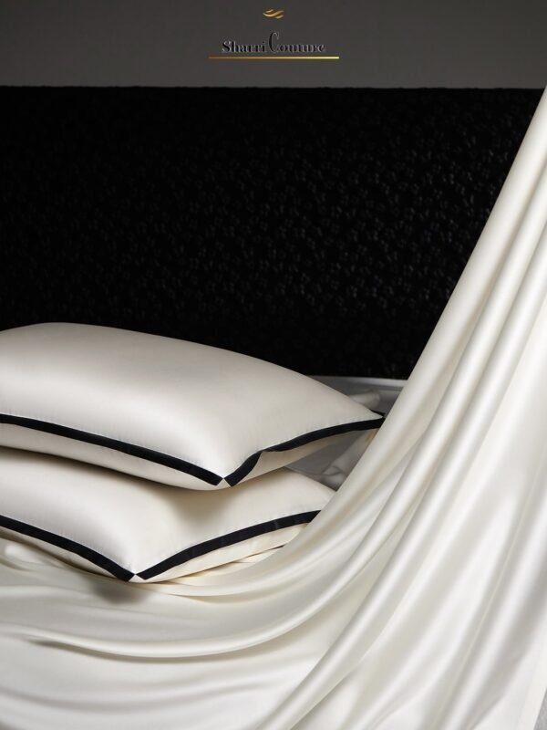 S. C. 1046 - White +  Black Satin Frame - 100% Australian Cotton - Image 7