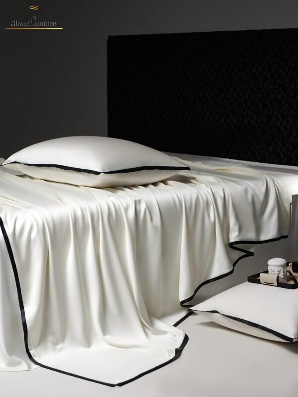 S. C. 1046 - White +  Black Satin Frame - 100% Australian Cotton - Image 8