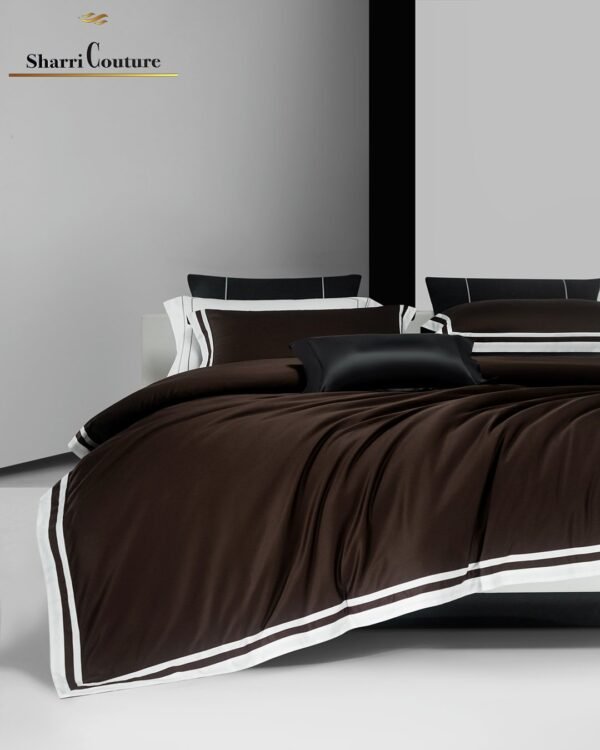 S. C. 1048 - Dark Brown Color + White Frame - 100s Long Staple Cotton - Image 4