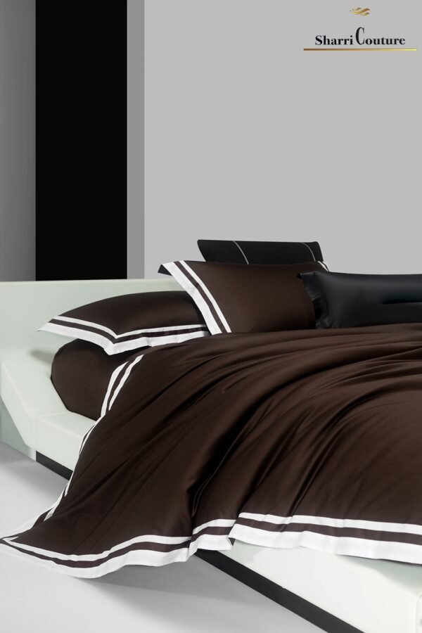 S. C. 1048 - Dark Brown Color + White Frame - 100s Long Staple Cotton - Image 5