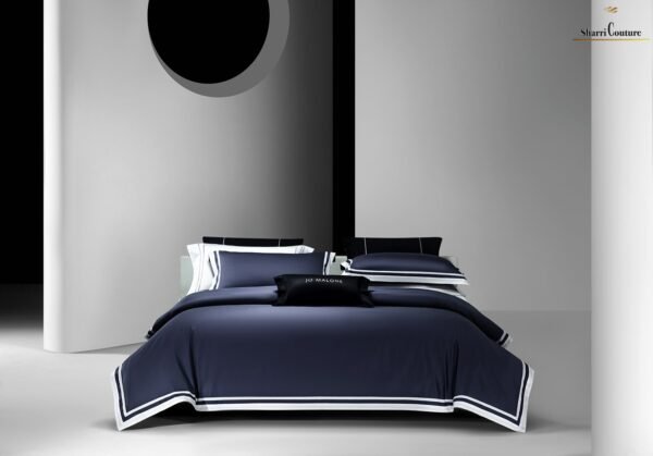 S. C. 1048 - Navy Blue Color + White Frame - 100s Long Staple Cotton