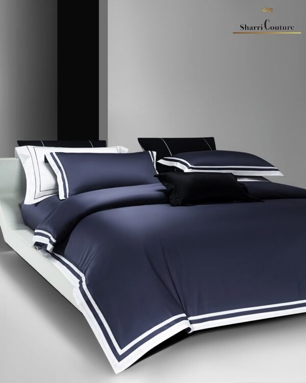 S. C. 1048 - Navy Blue Color + White Frame - 100s Long Staple Cotton - Image 2