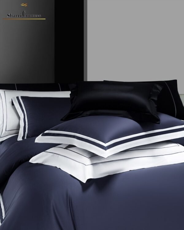 S. C. 1048 - Navy Blue Color + White Frame - 100s Long Staple Cotton - Image 3
