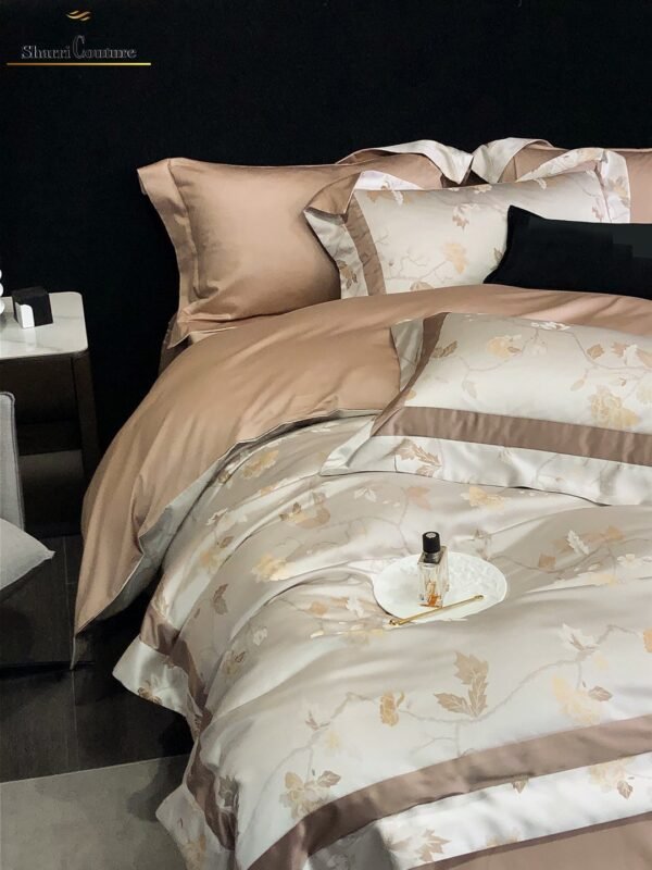 S. C. - 1054 - Cream Light Brown Metallic Frame Color - 100% Jacquard Cotton - Image 13