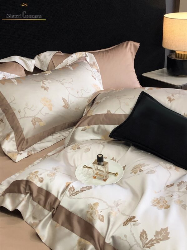 S. C. - 1054 - Cream Light Brown Metallic Frame Color - 100% Jacquard Cotton - Image 5
