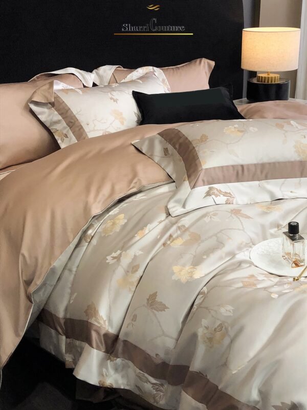 S. C. - 1054 - Cream Light Brown Metallic Frame Color - 100% Jacquard Cotton - Image 7