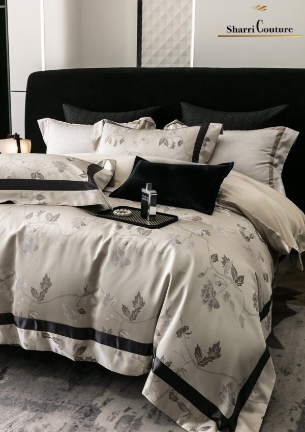 S. C. - 1054 - Light Grey Black Metallic Frame Color -100% Jacquard Cotton - Image 2