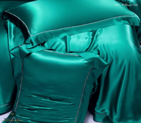 S. C. - 2001 - 100% Mulberry Silk - Bottle Green Color - Image 4