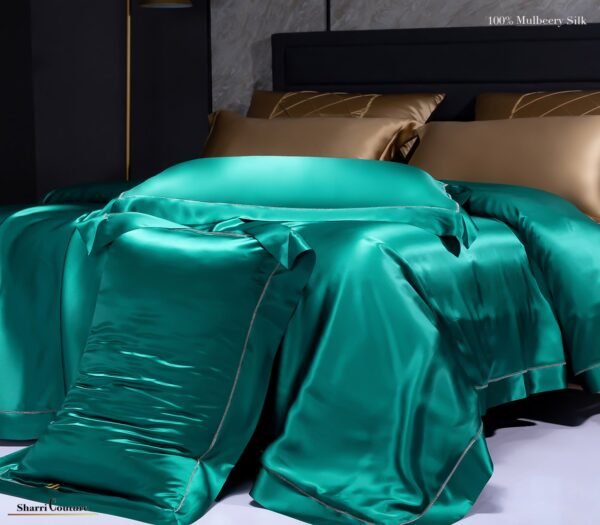 S. C. - 2001 - 100% Mulberry Silk - Bottle Green Color - Image 5