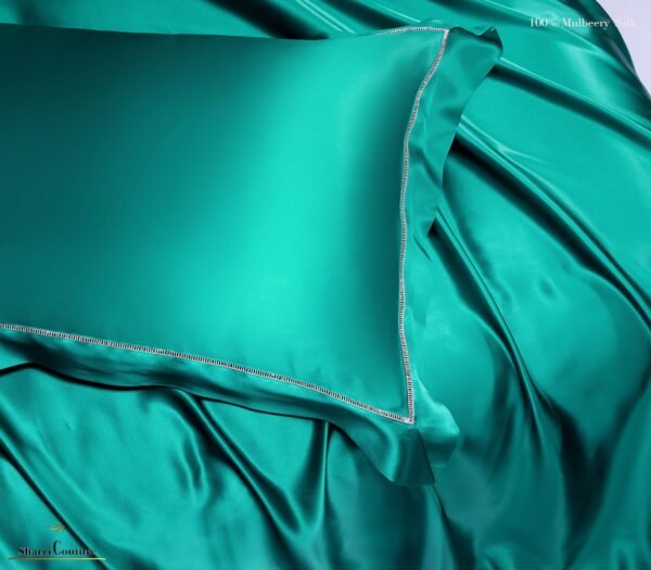 S. C. - 2001 - 100% Mulberry Silk - Bottle Green Color - Image 6