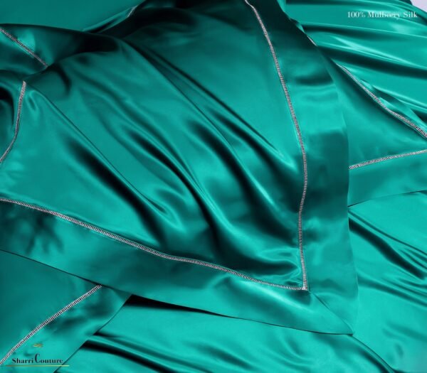 S. C. - 2001 - 100% Mulberry Silk - Bottle Green Color - Image 8