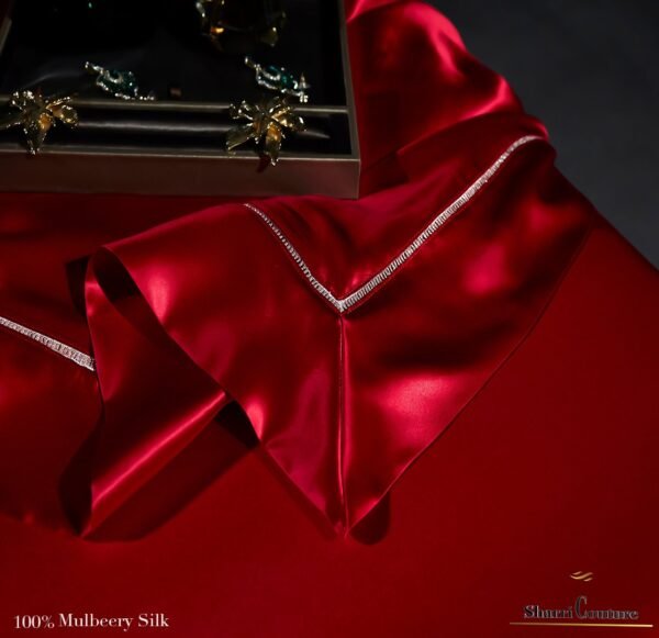 S. C. - 2001 - 100% Mulberry Silk - Wine Red Color - Image 4