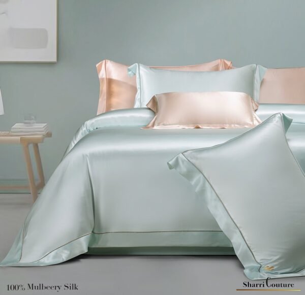S. C. - 2001 - 100% Mulberry Silk - Light Turquoise  Color - Image 2
