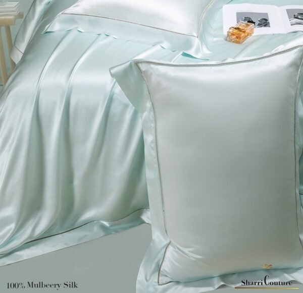 S. C. - 2001 - 100% Mulberry Silk - Light Turquoise  Color - Image 4